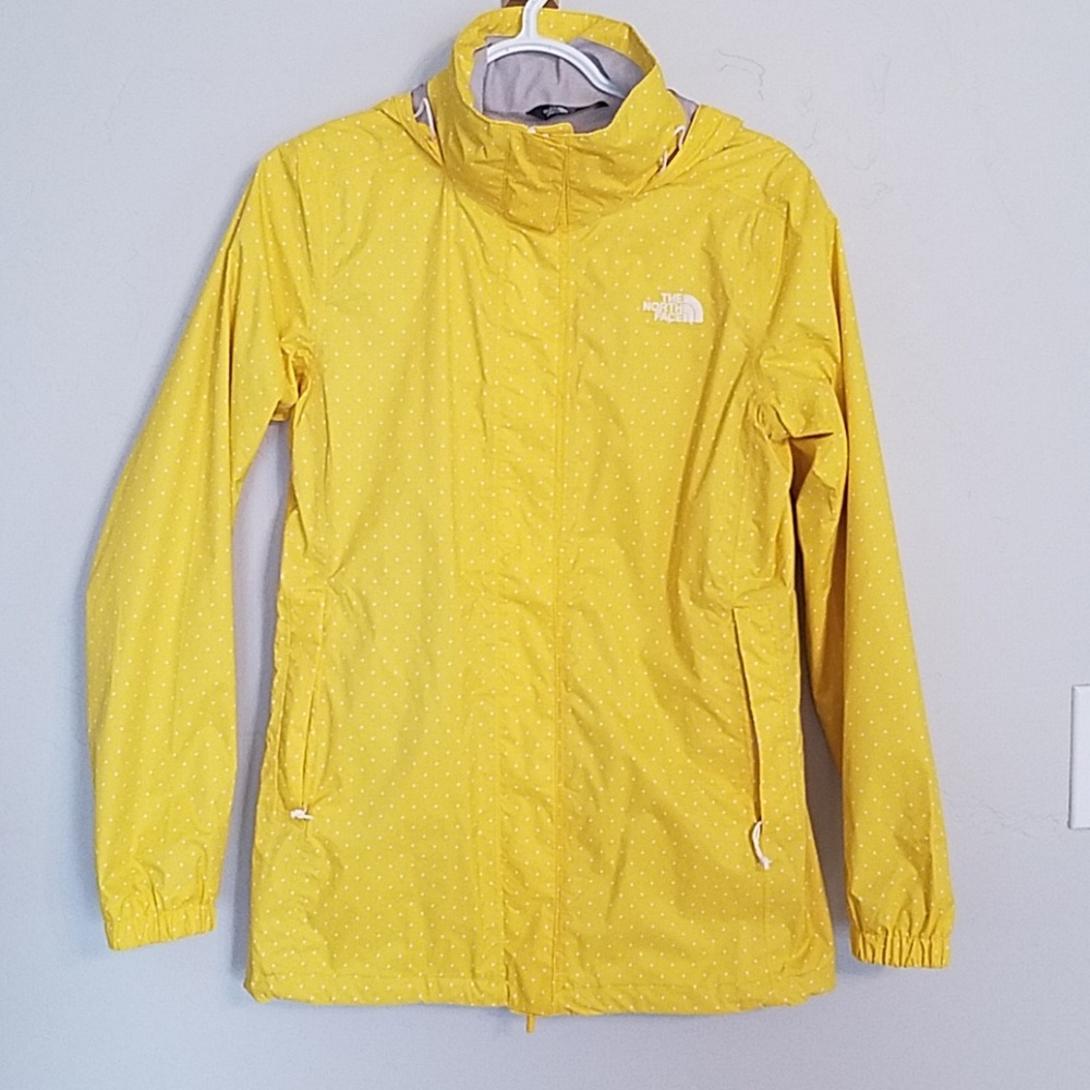 North Face Yellow Polka Dot Rain Jacket